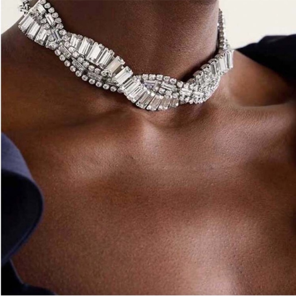 Crystal Baguette Twist Choker Necklace